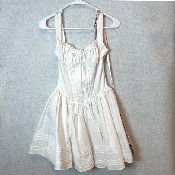 House of CB Dresses & Skirts - House of CB White Corset Mini Dress XS Cottagecore Lace Ruched Sweetheart